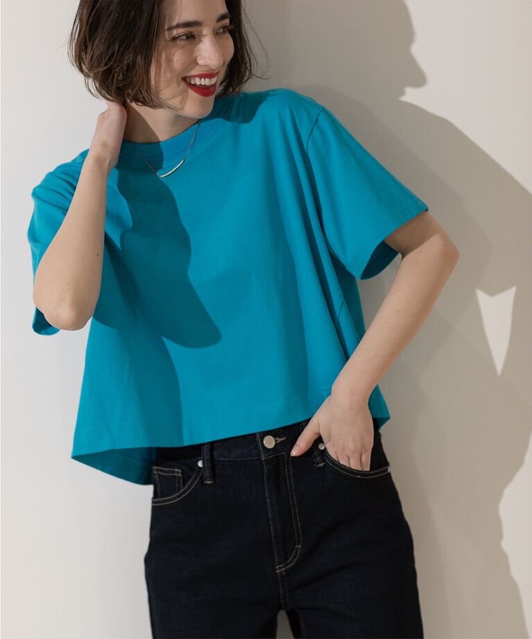 OPAQUE.CLIP「クロップドバックシャンTシャツ」|Tシャツ・カットソー|ﾌﾞﾙｰ(092)