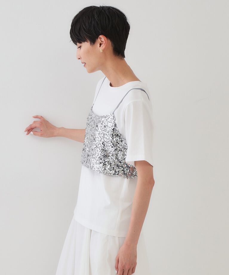 OPAQUE.CLIP「《ツインセット》スパンコールキャミ×Tシャツ【洗濯機洗い可】」|その他|