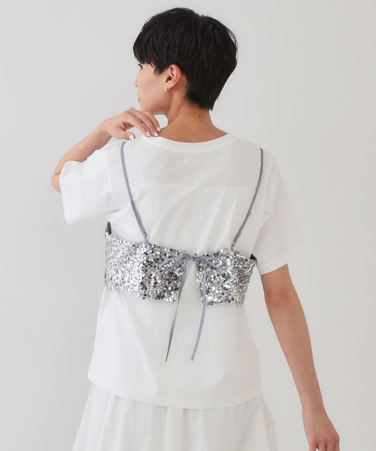 OPAQUE.CLIP「《ツインセット》スパンコールキャミ×Tシャツ【洗濯機洗い可】」|その他|