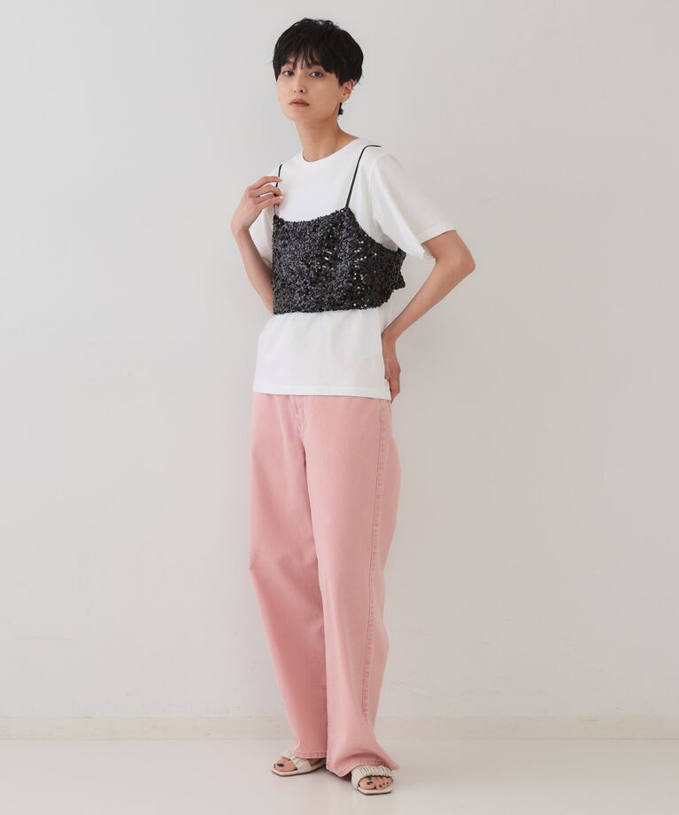 OPAQUE.CLIP「《ツインセット》スパンコールキャミ×Tシャツ【洗濯機洗い可】」|その他|
