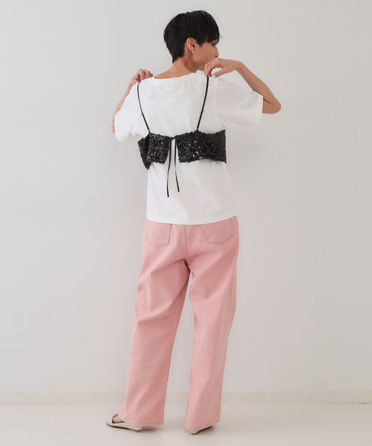 OPAQUE.CLIP「《ツインセット》スパンコールキャミ×Tシャツ【洗濯機洗い可】」|その他|