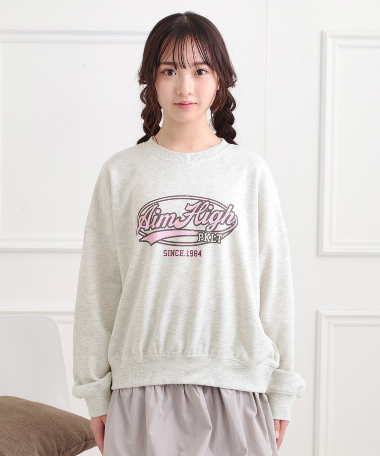 PINK-latte「ミニ裏かすれプリントプルオーバー」|Tシャツ・カットソー|