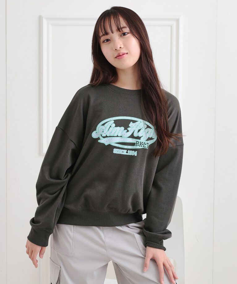 PINK-latte「ミニ裏かすれプリントプルオーバー」|Tシャツ・カットソー|