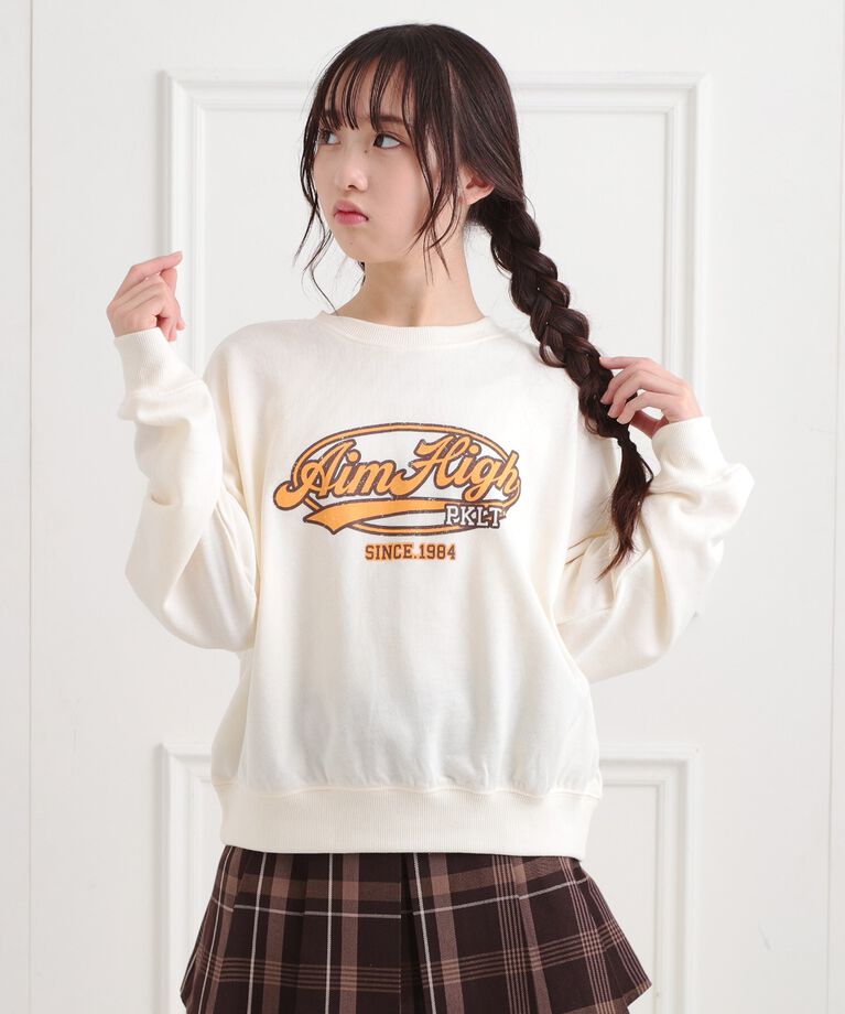 PINK-latte「ミニ裏かすれプリントプルオーバー」|Tシャツ・カットソー|