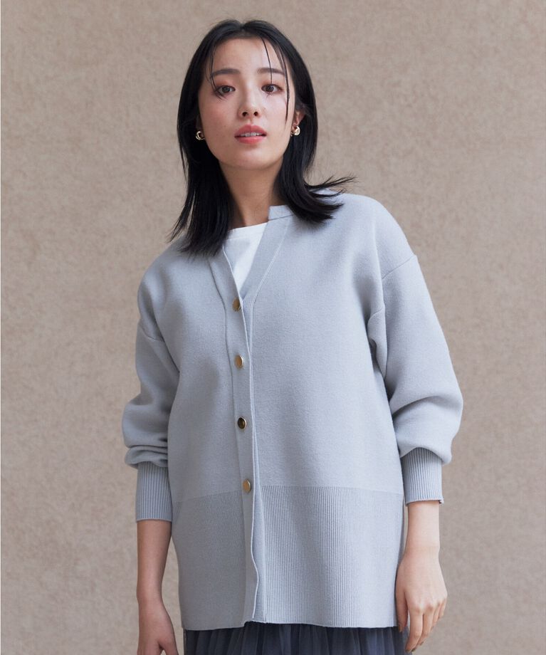 THE SHOP TK「キーネックミドル丈カーデ【手洗い可】」|カーディガン|
