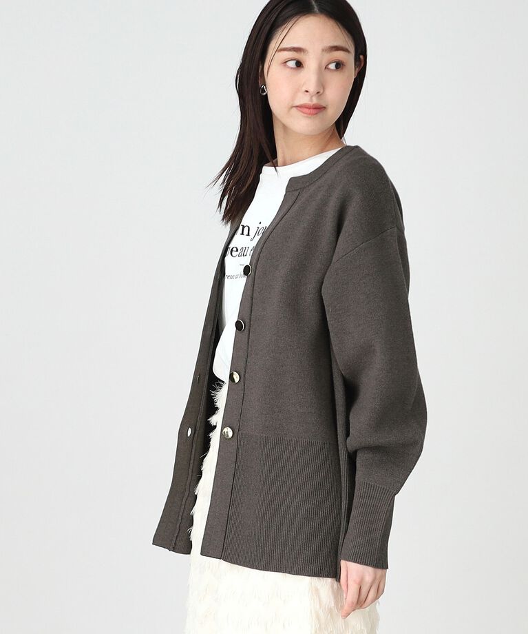 THE SHOP TK「キーネックミドル丈カーデ【手洗い可】」|カーディガン|
