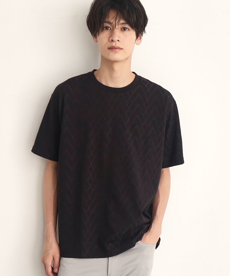 THE SHOP TK「ジオメトリックリンクス半袖Tシャツ」|Tシャツ・カットソー|ﾌﾞﾗｯｸ(019)