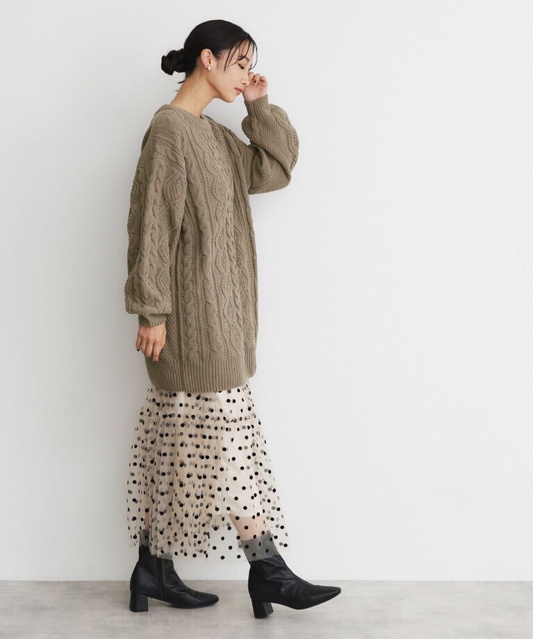THE SHOP TK「マットモールケーブルチュニック【洗える】」|チュニック|
