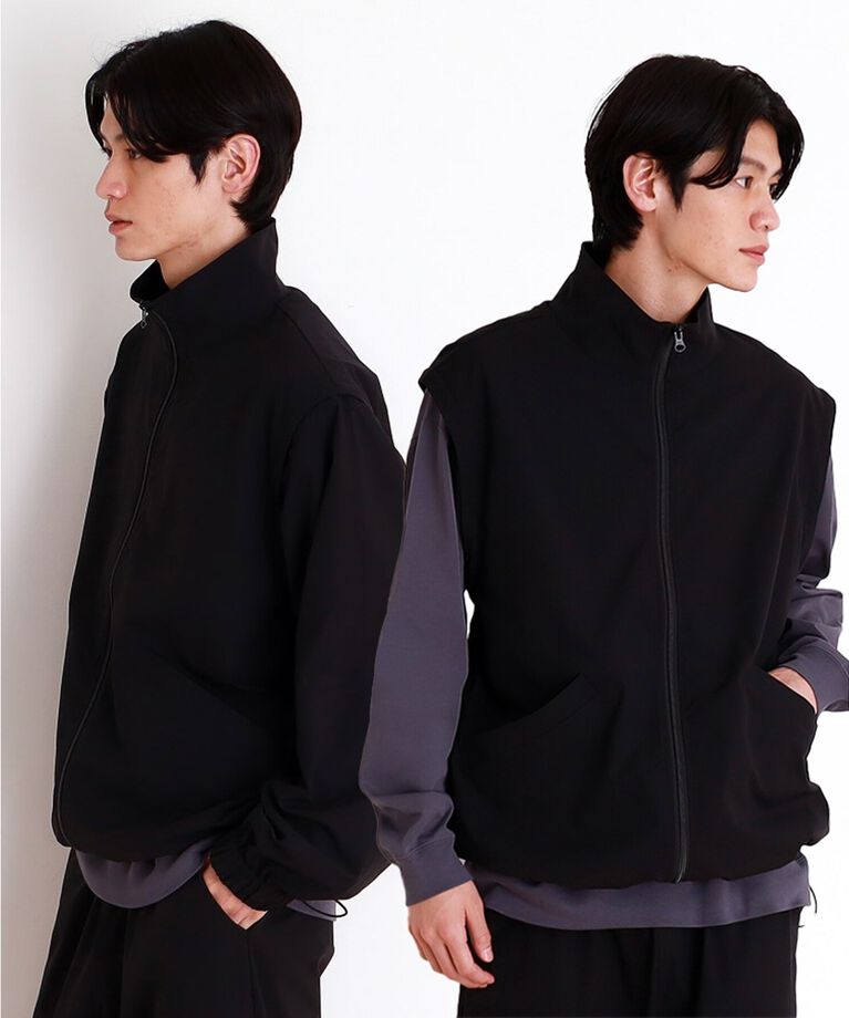 THE SHOP TK「デタッチャブルスタンドブルゾン＆ベスト　セットアップ可/2WAY」|ブルゾン・スタジャン|ブラック(019)