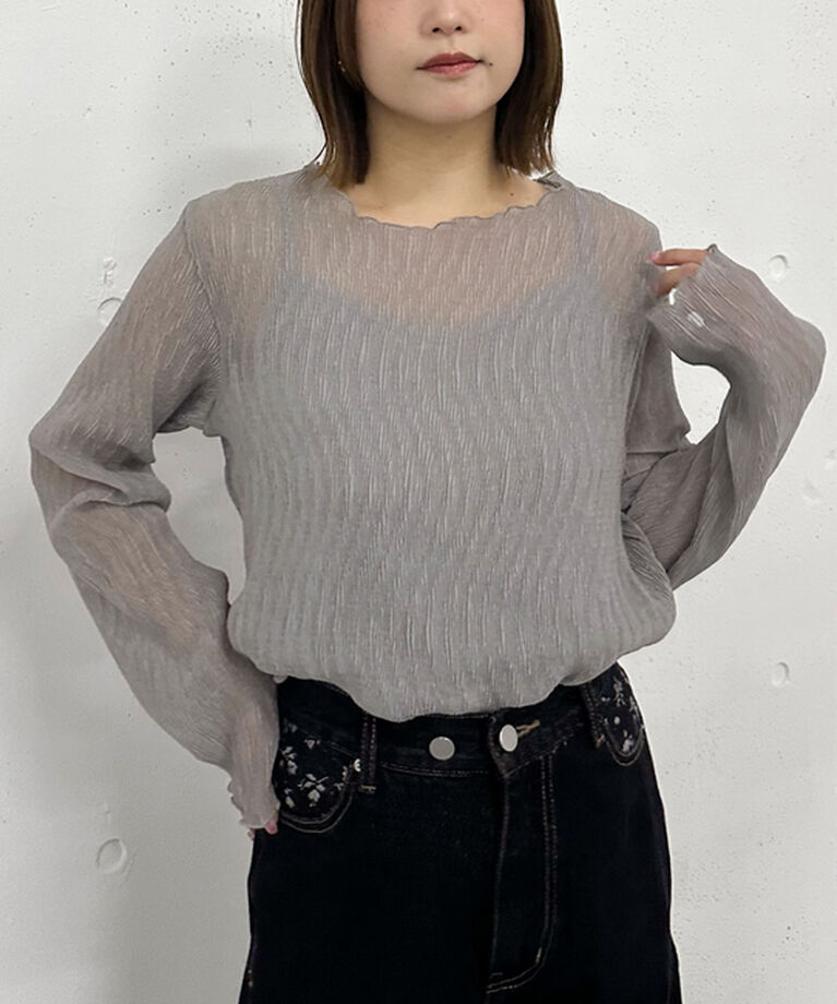 archives「シアー楊柳ＴＯＰＳ／」|カーディガン|GRAY