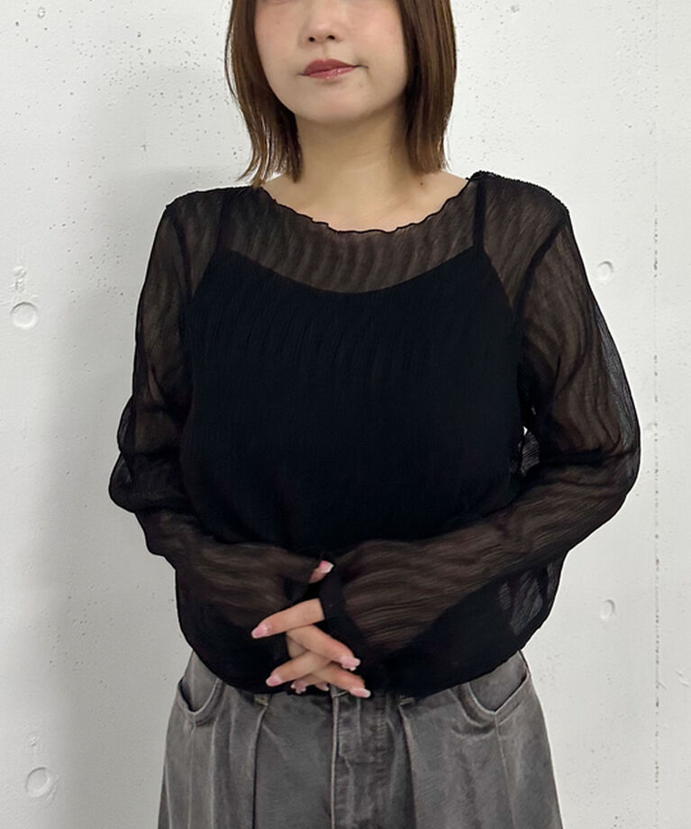 archives「シアー楊柳ＴＯＰＳ／」|カーディガン|BLACK