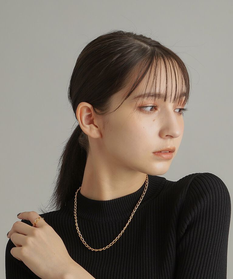 COCOSHNIK ONKITSCH「シルバー デザインチェーン ロングカーブネックレス GP」|ネックレス|