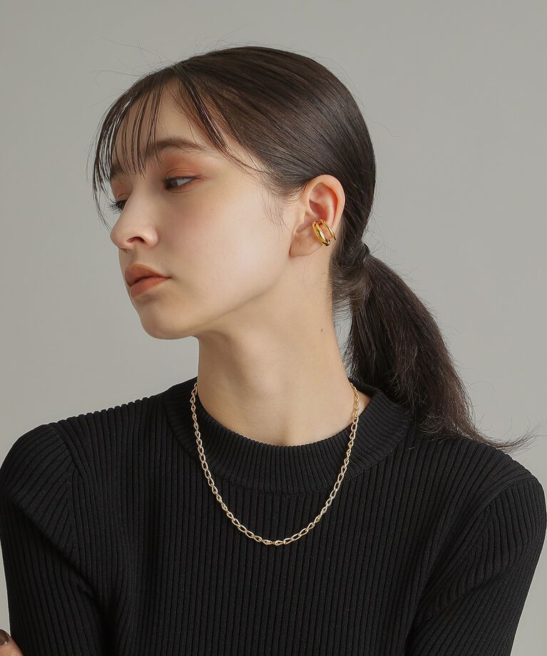 COCOSHNIK ONKITSCH「シルバー デザインチェーン ロングカーブネックレス GP」|ネックレス|