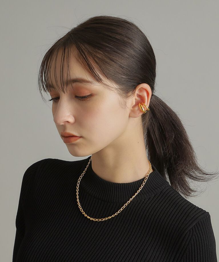 COCOSHNIK ONKITSCH「シルバー デザインチェーン ロングカーブネックレス GP」|ネックレス|