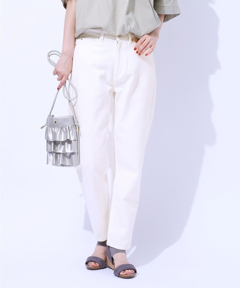 SHOO･LA･RUE「【SS-3L/美脚シルエット】いつでも頼れる デニムテーパードパンツ」|デニム|