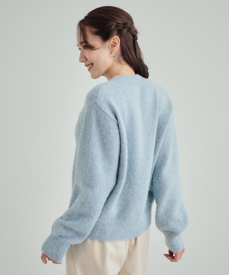 SHOO･LA･RUE「【高レビュー/S-LL】上品にキラリと華やぐ スパンコール フェザーニット」|ニット・セーター|