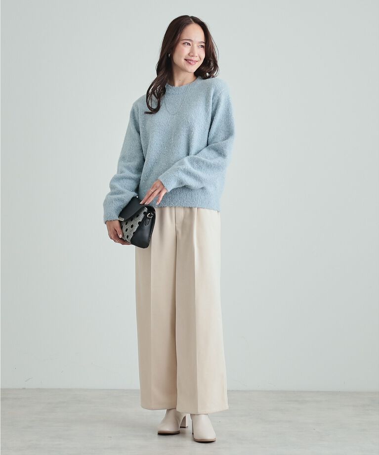 SHOO･LA･RUE「【高レビュー/S-LL】上品にキラリと華やぐ スパンコール フェザーニット」|ニット・セーター|