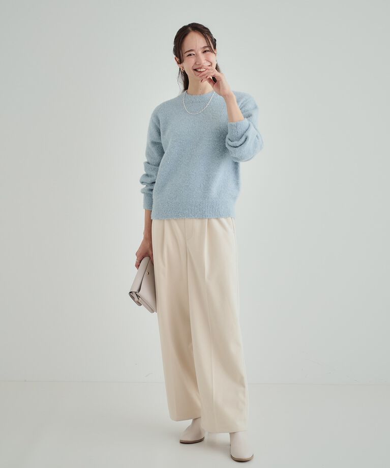 SHOO･LA･RUE「【高レビュー/S-LL】上品にキラリと華やぐ スパンコール フェザーニット」|ニット・セーター|