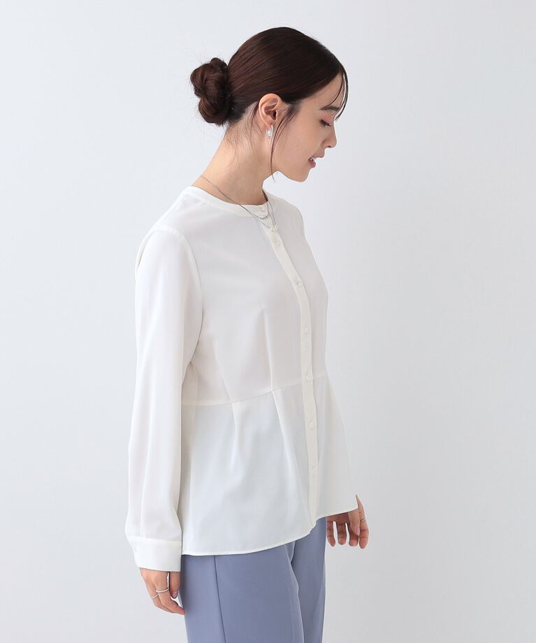 SHOO･LA･RUE「【S-3L】さらり軽やか インせず決まる ペプラムブラウス」|シャツ・ブラウス|