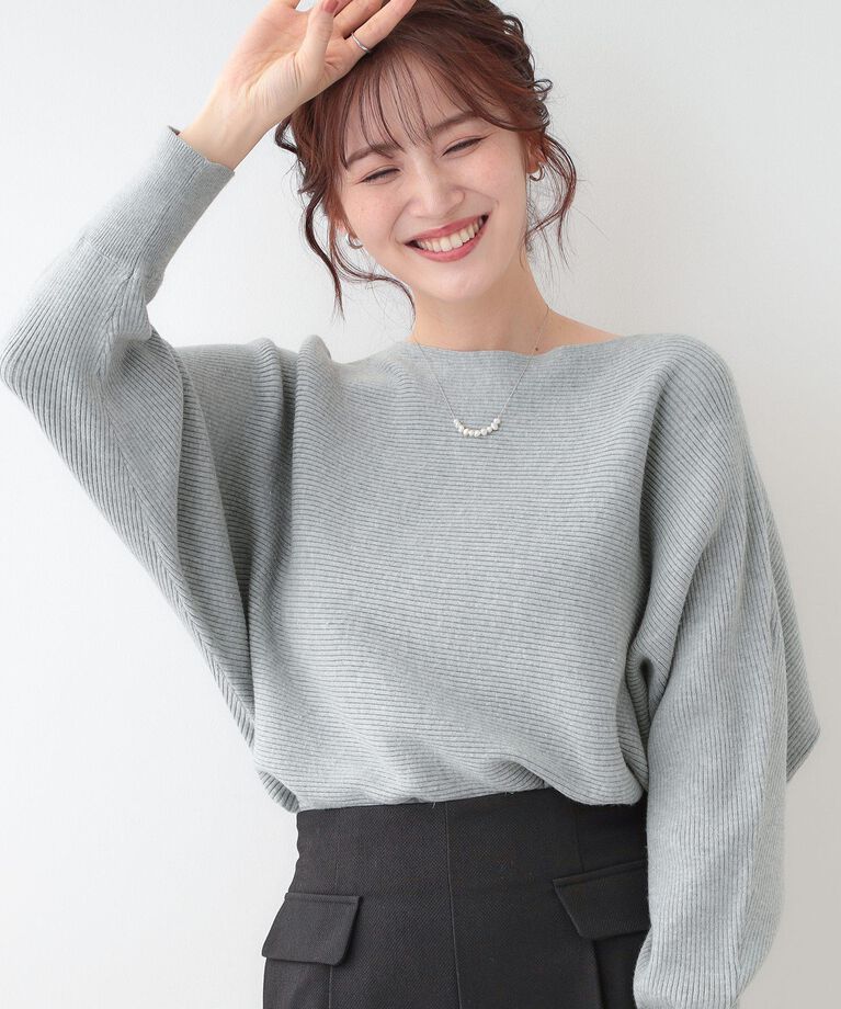 SHOO･LA･RUE「【洗える】上品で華やかに アンジェリーナ ドルマンニット」|ニット・セーター|グレー(012)