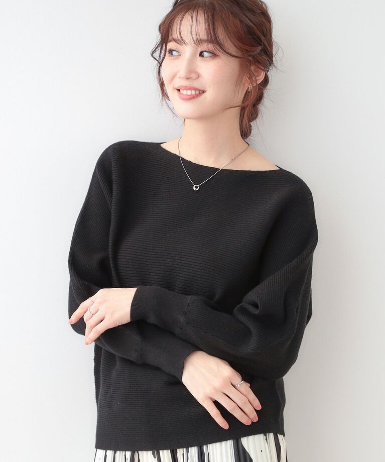 SHOO･LA･RUE「【洗える】上品で華やかに アンジェリーナ ドルマンニット」|ニット・セーター|ブラック(019)