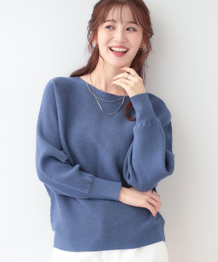 SHOO･LA･RUE「【洗える】上品で華やかに アンジェリーナ ドルマンニット」|ニット・セーター|ブルー(093)