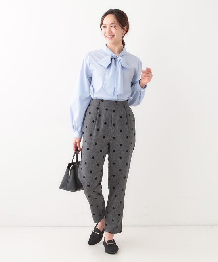 SHOO･LA･RUE「【S-LL】華やかさ引き立つ フロッキードット柄 テーパードパンツ」|その他|