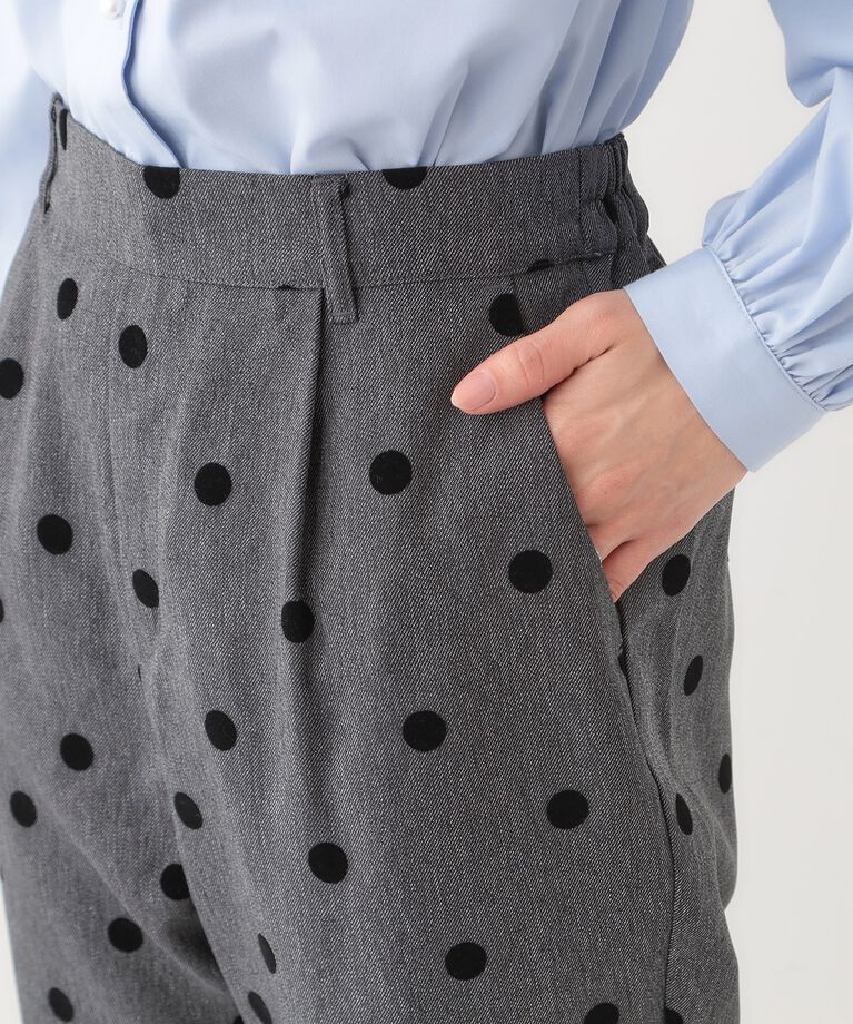 SHOO･LA･RUE「【S-LL】華やかさ引き立つ フロッキードット柄 テーパードパンツ」|その他|