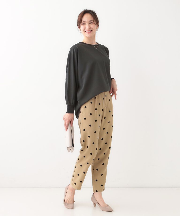 SHOO･LA･RUE「【S-LL】華やかさ引き立つ フロッキードット柄 テーパードパンツ」|その他|