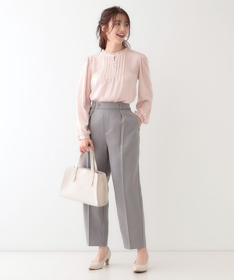 SHOO･LA･RUE「【S-LL】オフィスシーンでも活躍 タックテーパードパンツ」|その他|
