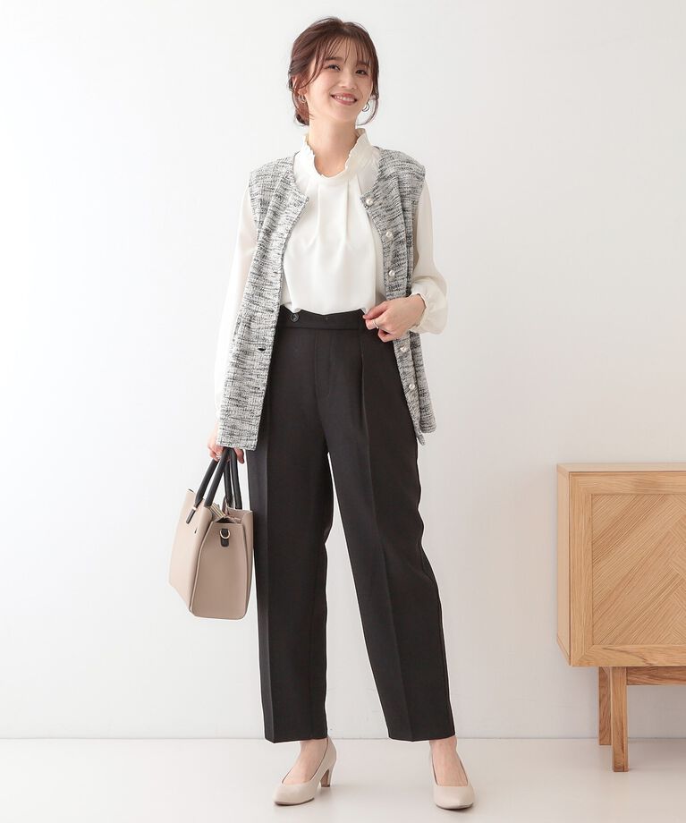 SHOO･LA･RUE「【S-LL】オフィスシーンでも活躍 タックテーパードパンツ」|その他|