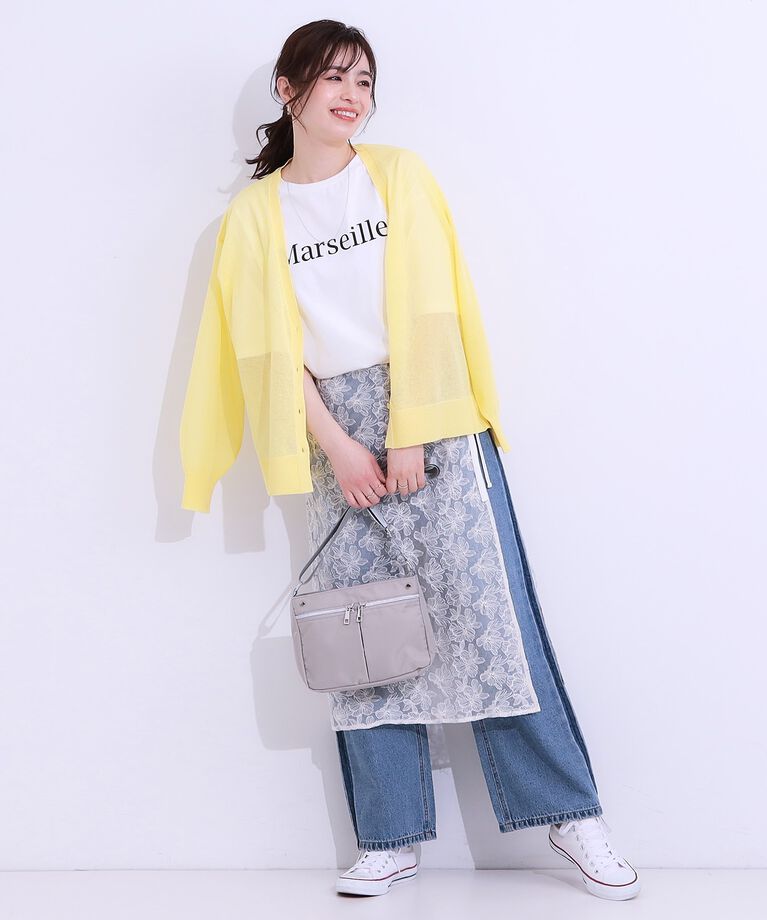 SHOO･LA･RUE「【洗える/S-LL】ナチュラルなシアー感が魅力 Vネックカーディガン」|カーディガン|