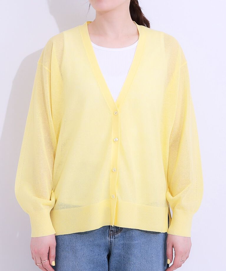 SHOO･LA･RUE「【洗える/S-LL】ナチュラルなシアー感が魅力 Vネックカーディガン」|カーディガン|