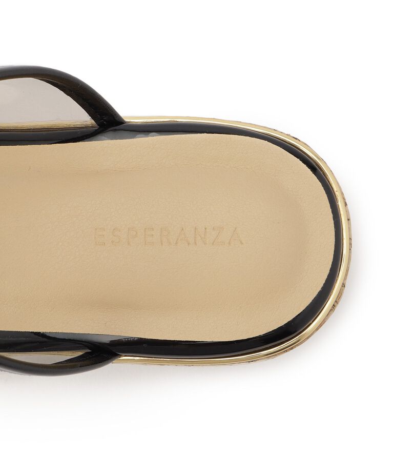 ESPERANZA「グリッター×クリアベルト 厚底コルクサンダル」|サンダル|