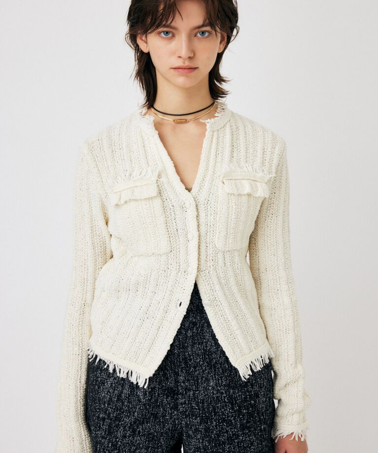 MOUSSY「FRINGE KNIT カーディガン」|カーディガン|