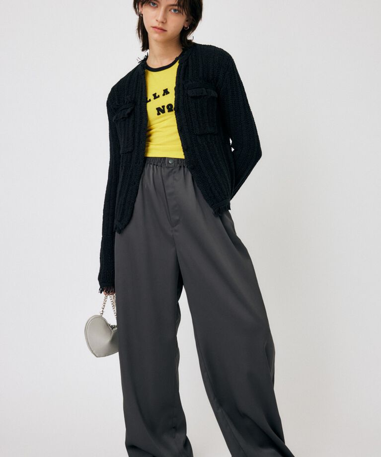 MOUSSY「FRINGE KNIT カーディガン」|カーディガン|BLK