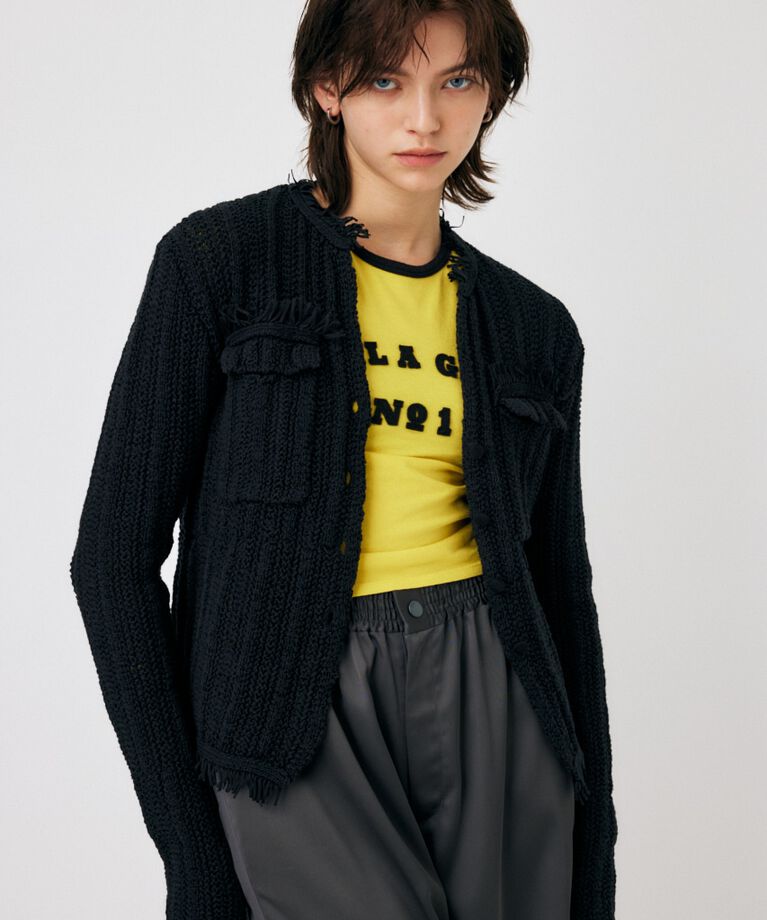 MOUSSY「FRINGE KNIT カーディガン」|カーディガン|