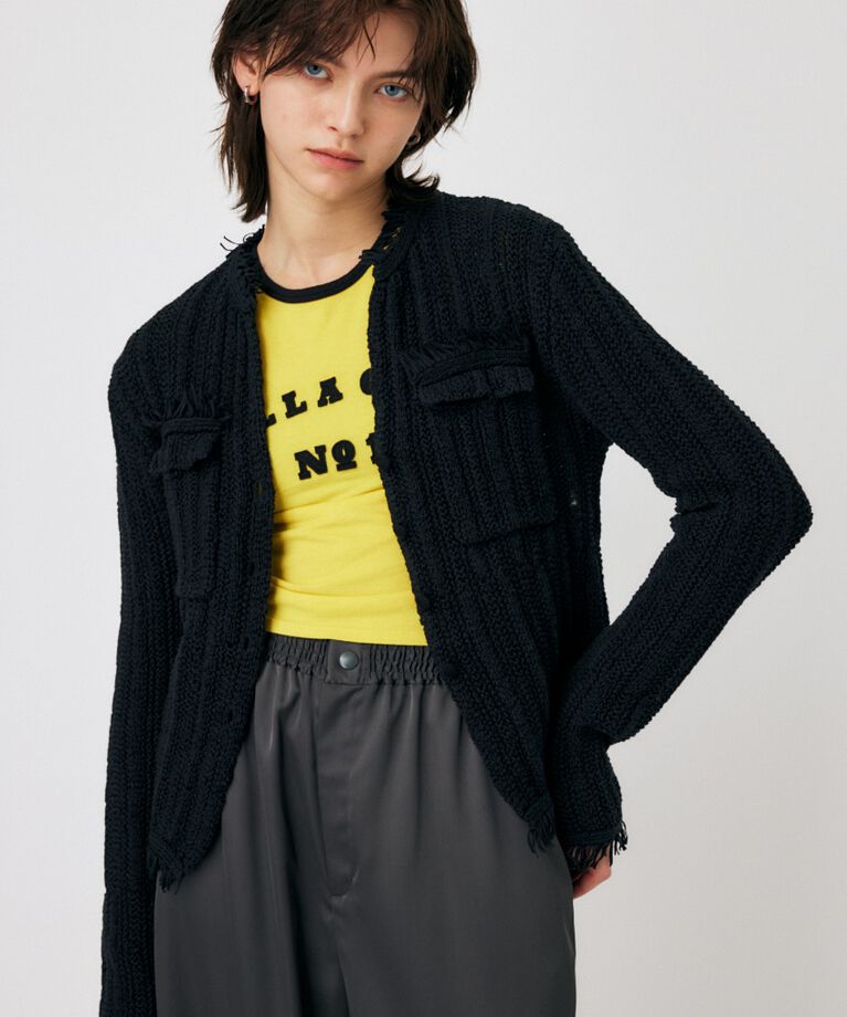 MOUSSY「FRINGE KNIT カーディガン」|カーディガン|