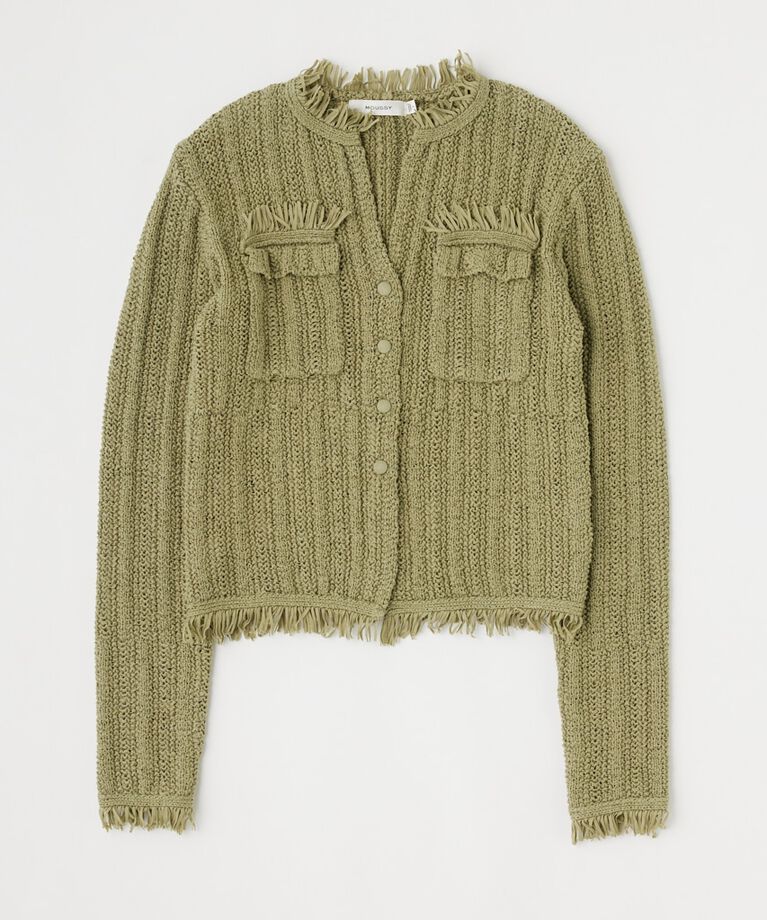 MOUSSY「FRINGE KNIT カーディガン」|カーディガン|