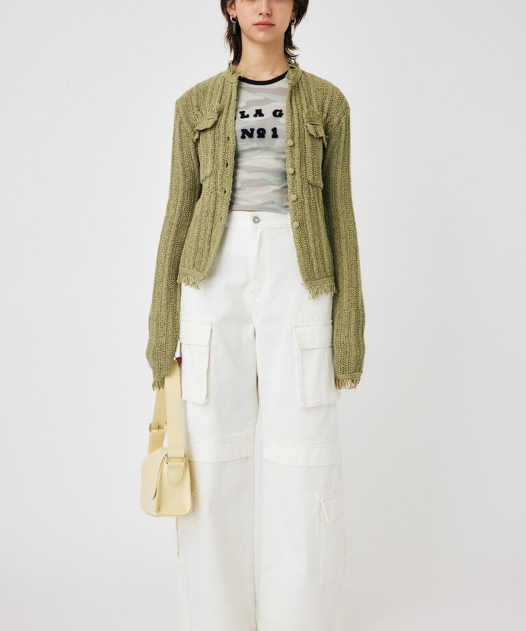MOUSSY「FRINGE KNIT カーディガン」|カーディガン|