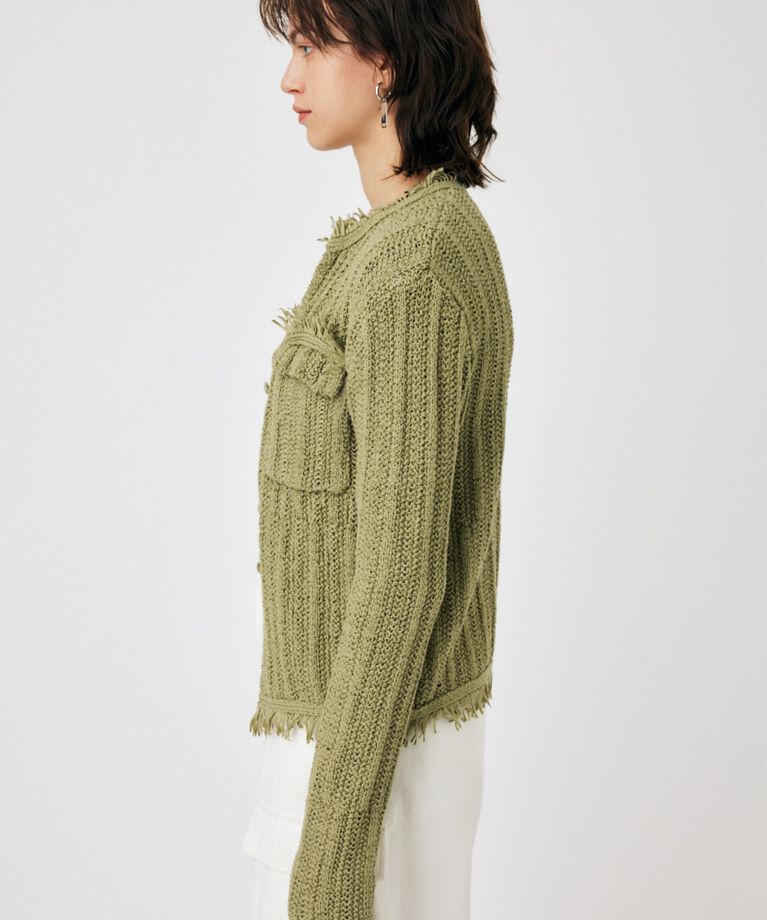 MOUSSY「FRINGE KNIT カーディガン」|カーディガン|