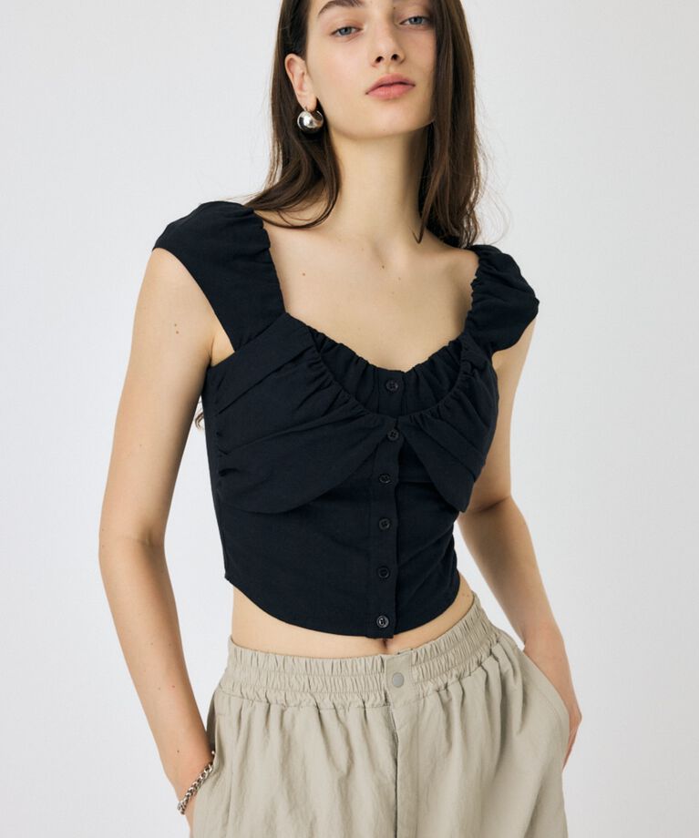 MOUSSY「LAYERED GATHERED ブラウス」|シャツ・ブラウス|BLK
