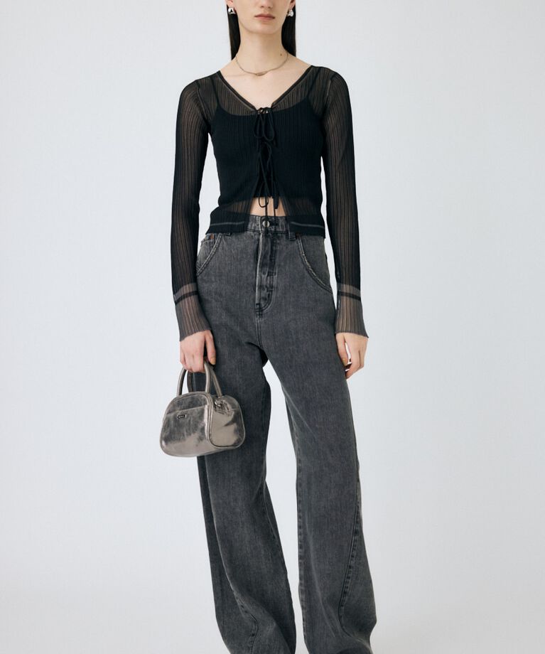 MOUSSY「FRONT TIE シアーカーディガン」|カーディガン|