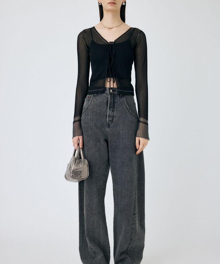 MOUSSY「FRONT TIE シアーカーディガン」|カーディガン|