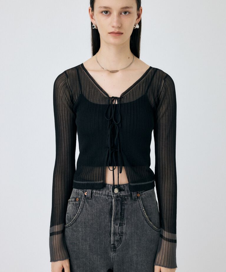 MOUSSY「FRONT TIE シアーカーディガン」|カーディガン|