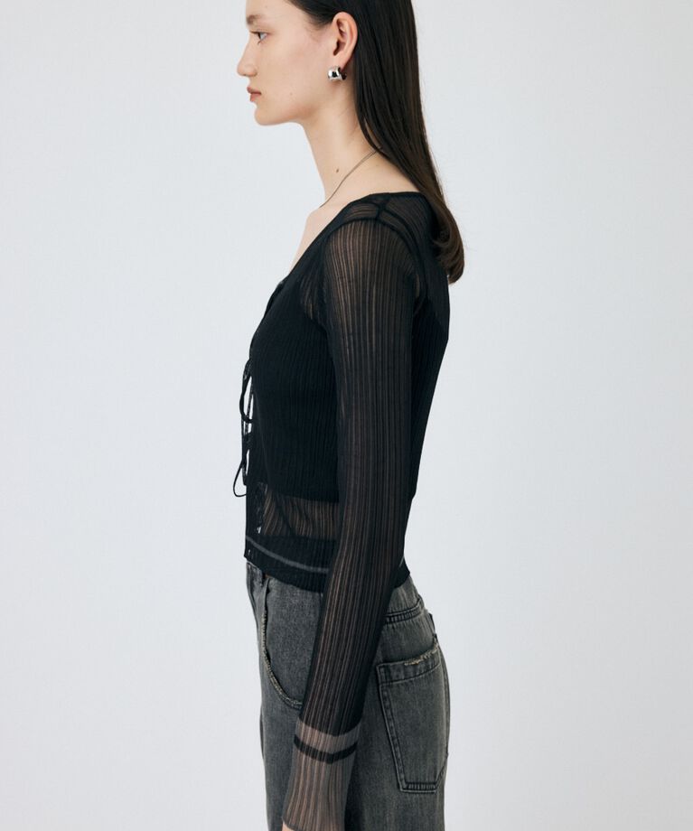 MOUSSY「FRONT TIE シアーカーディガン」|カーディガン|