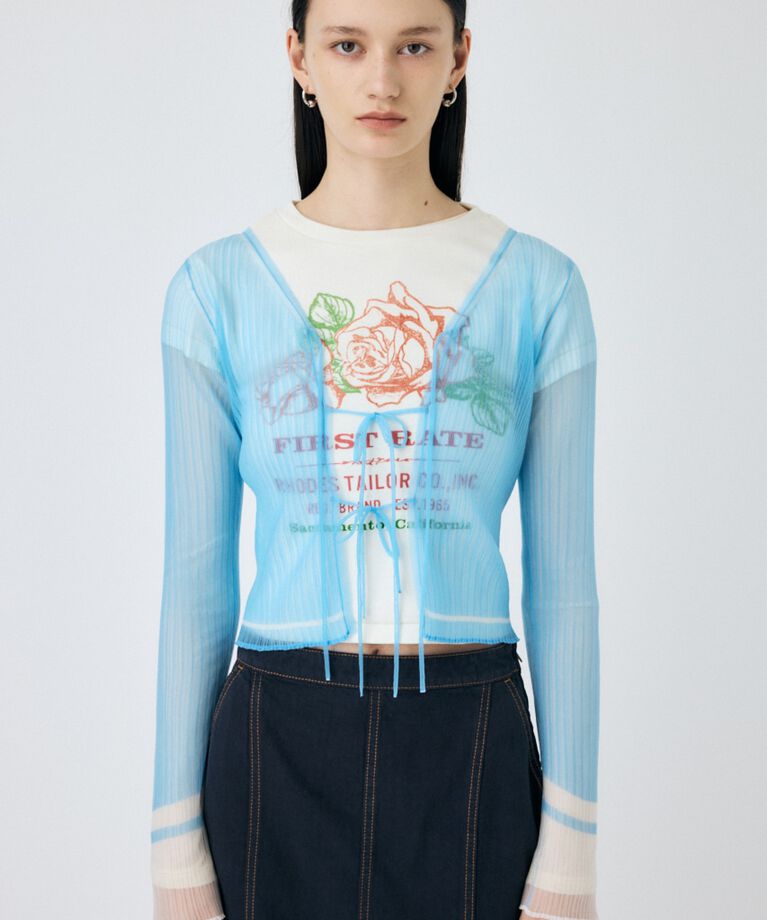 MOUSSY「FRONT TIE シアーカーディガン」|カーディガン|