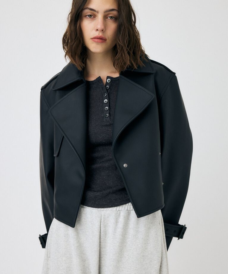MOUSSY「F/LEATHER SHORT トレンチジャケット」|その他|BLK