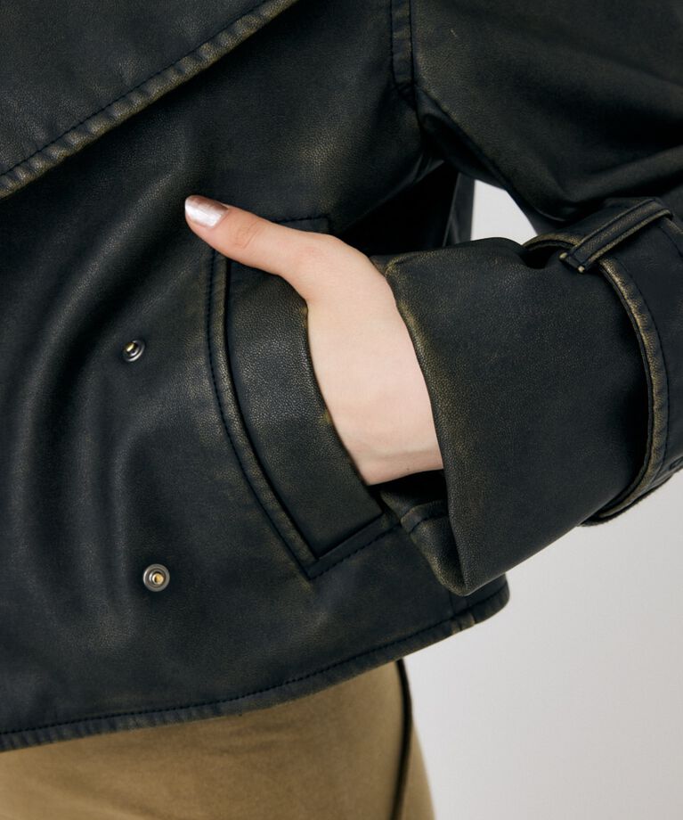 MOUSSY「F/LEATHER SHORT トレンチジャケット」|その他|
