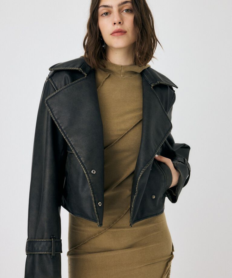 MOUSSY「F/LEATHER SHORT トレンチジャケット」|その他|